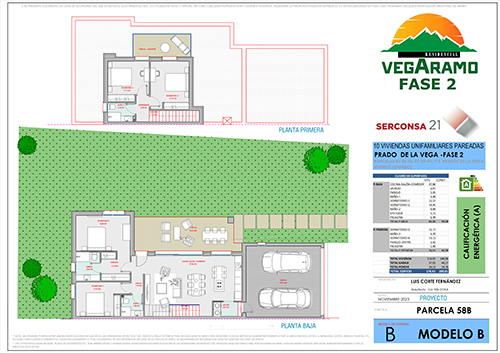 Plano de vivienda modelo A, parcela 58A, en residencial VegAramo (Oviedo)