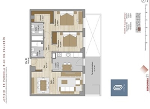 Plano de vivienda de 2 dormitorios, en edificio Ítaca, Oviedo